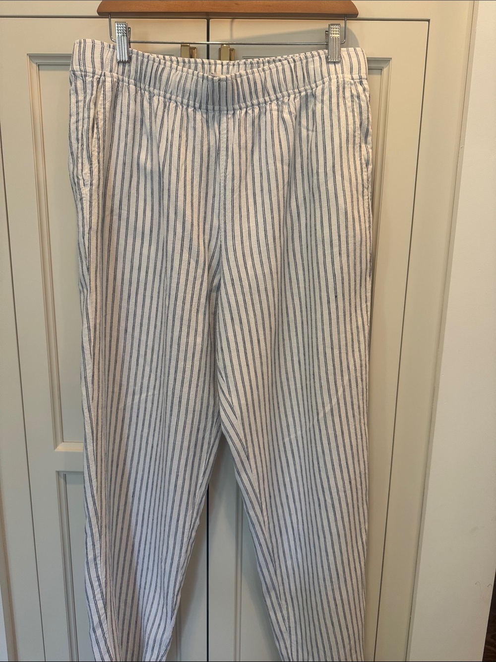 Alex Mill White and Blue Striped Chinos